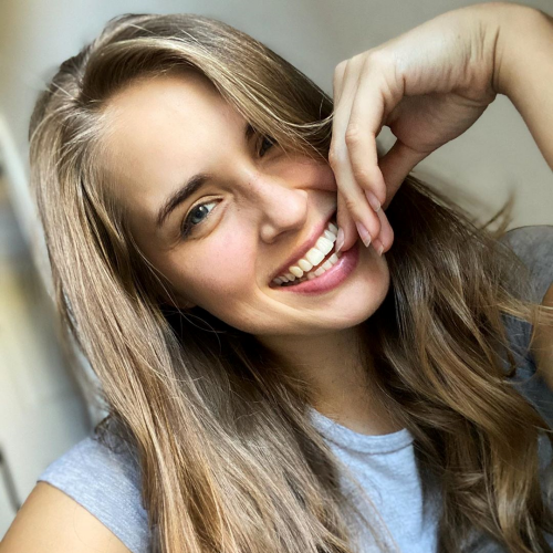 young girl closeup smiling