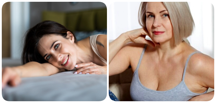 collage of 2 beautiful mature women