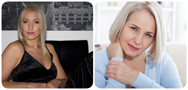 collage of 2 pretty mature blonde women